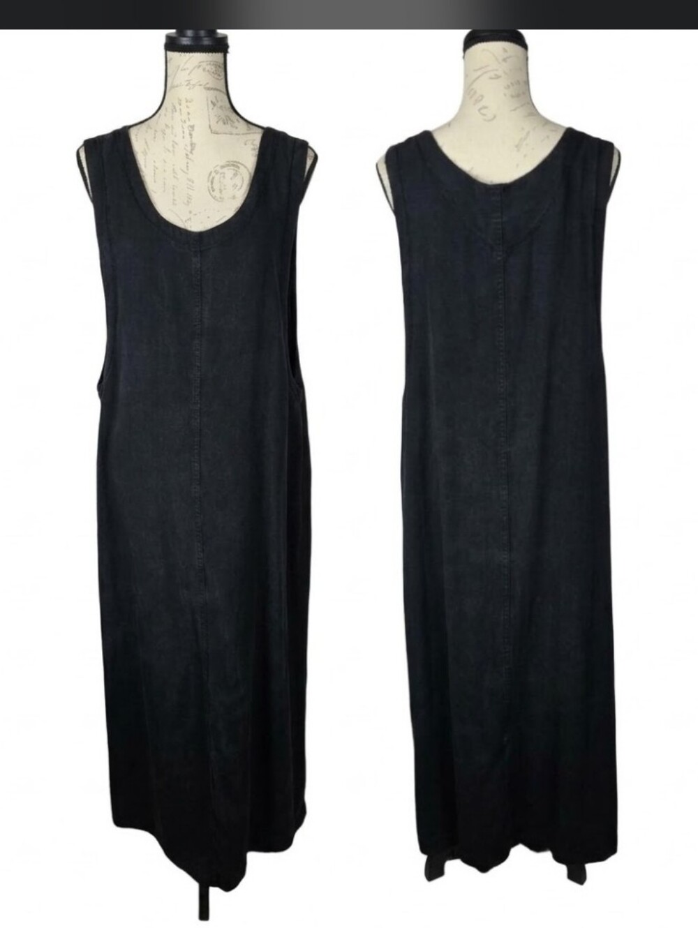 Cut loose Sleeveless Black Tencel Tank Maxi Dress Women's XL